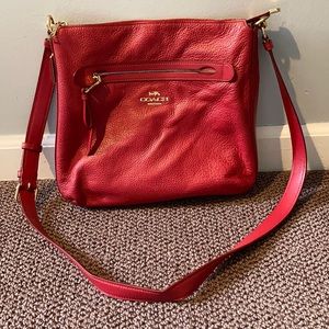 Coach Red Leather Zip-top Crossbody Bag